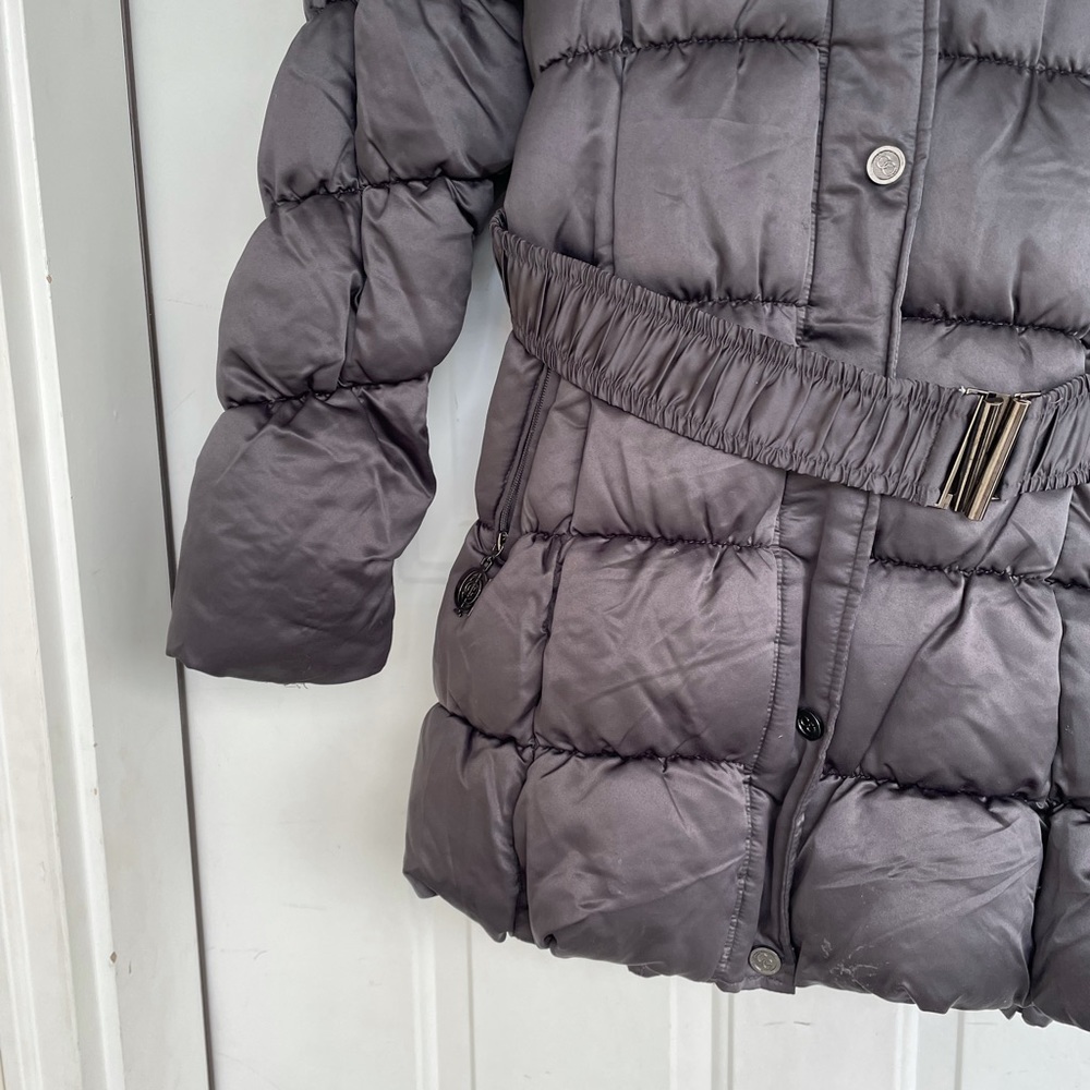 COOGI Puffer Longline Belted Coat with Faux Fur Removable Hood Quilted Jacket - Picture 4 of 16